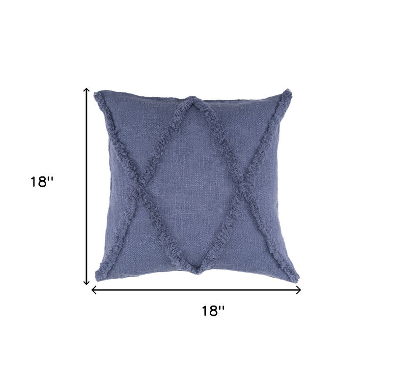HomeRoots Set of Two Blue Diamond Cotton Throw Pillow With Fringe image number 6
