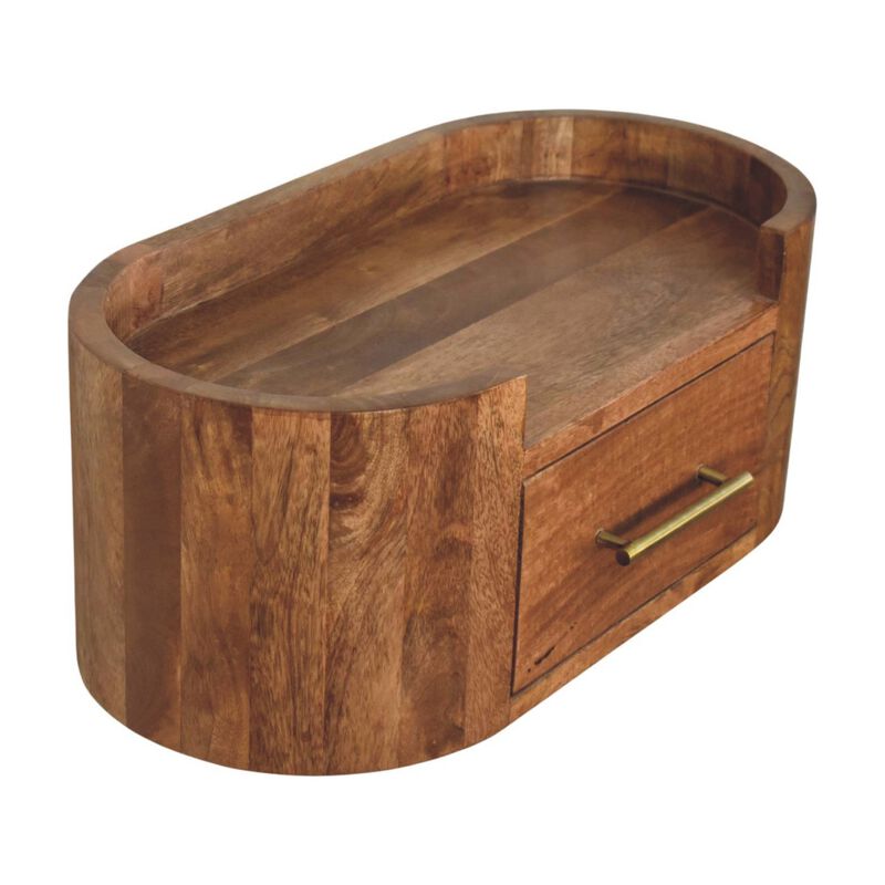 Artisan Furniture Solid Wood Valencia Curve Wall Bedside, Brown image number 5