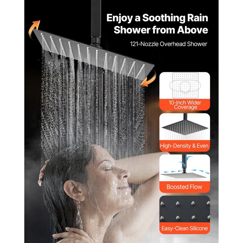 10 Inch Ceiling Mount Rainfall Shower System with Handheld Spray image number 6