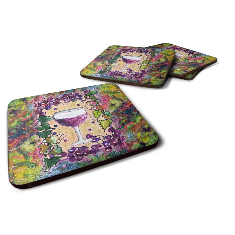 Caroline's Treasures 8616FC Wine Foam Coasters (Set of 4), 3.5 H x 3.5 W, Multicolor