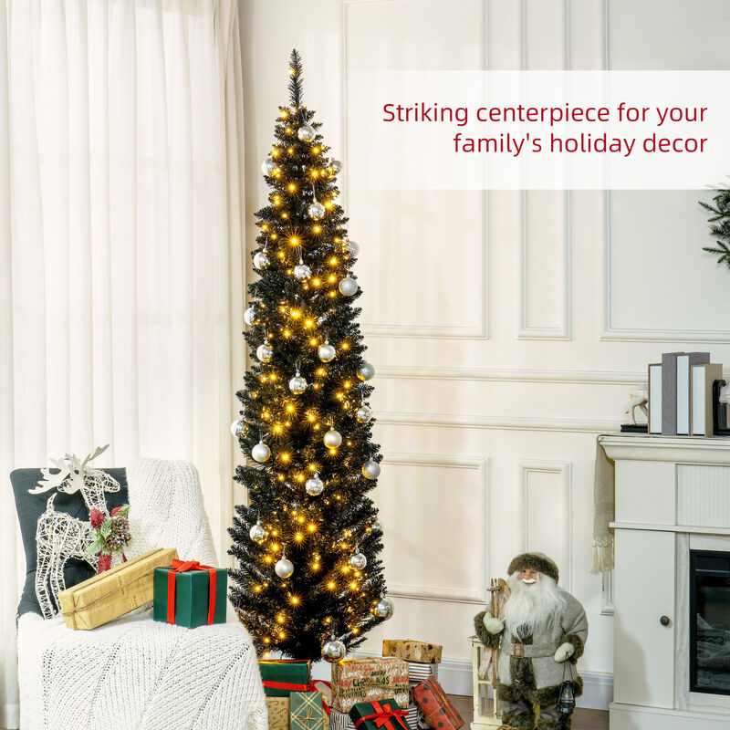 7' Slim Pencil Artificial Christmas Tree with LEDs image number 3