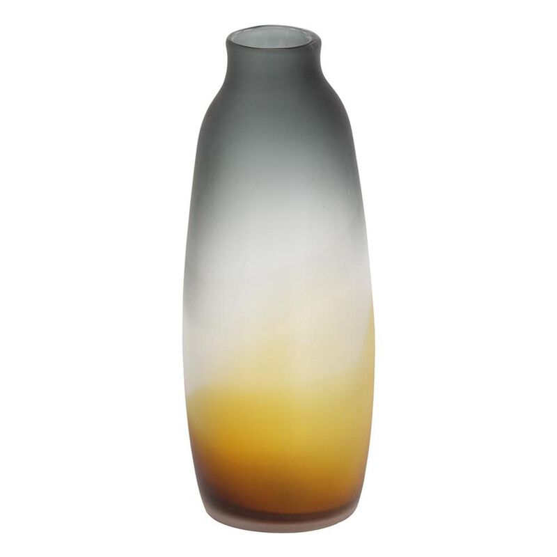 HomeRoots 17" Charcoal And Orange Ombre Glass Table Vase image number 4
