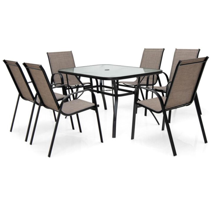 Hivvago 7-Piece Patio Dining Set with 6 Stackable Chairs