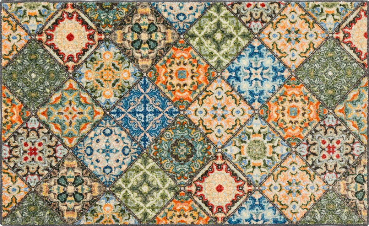 Moroccan Tile Navy 2' x 3' 4" Kitchen Mat