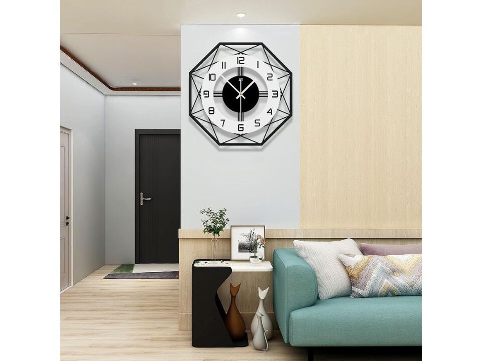 17" Large Silent Wall Clock - Non-Ticking Battery Operated Quartz for Living Room & Kitchen