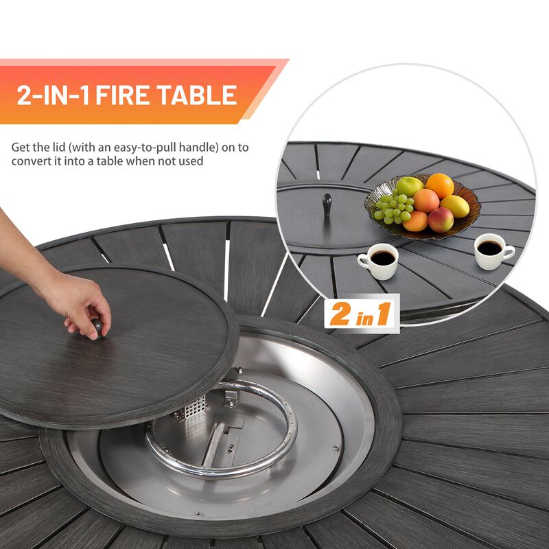 Mondawe 25 H x 52 W Outdoor Wicker Propane Fire Pit Table