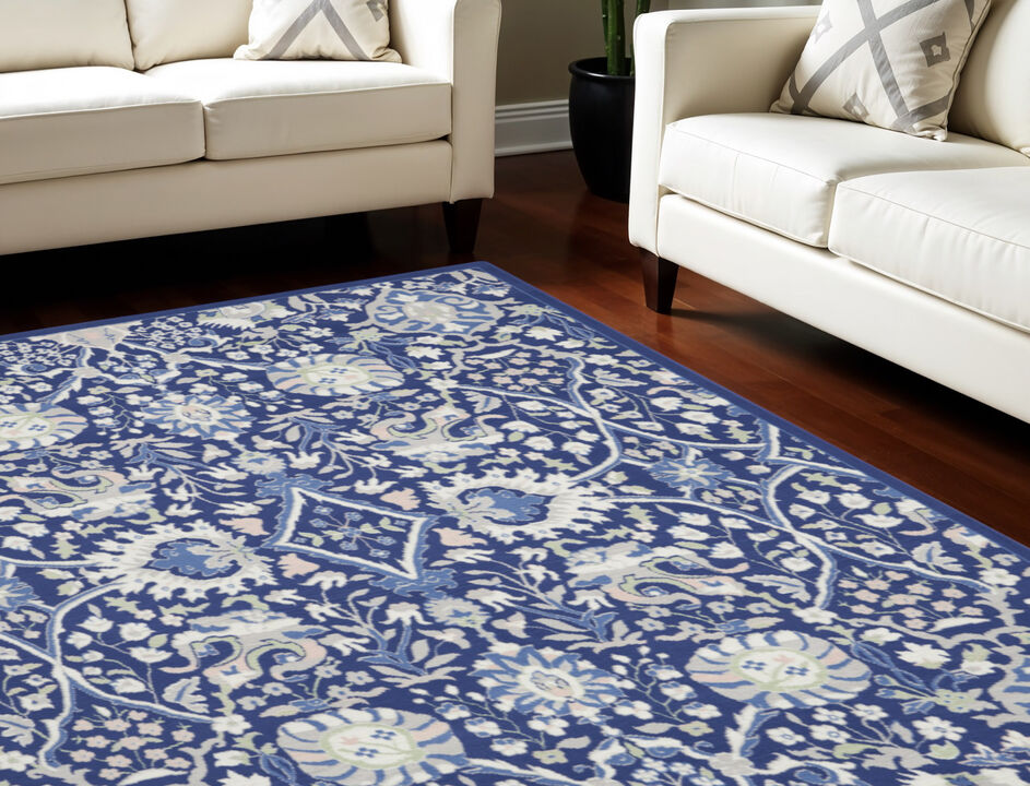 HomeRoots Floral Distressed Non Skid Area Rug