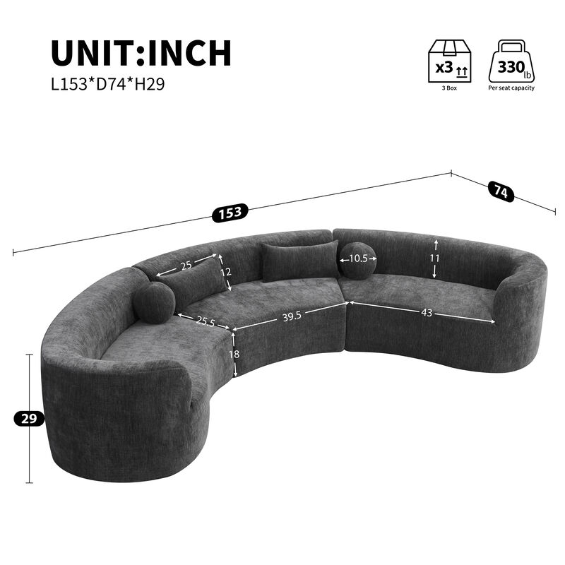 Merax Modular Sectional Sofa with Tool-Free Vacuum Compression, Chenille Fabric image number 3