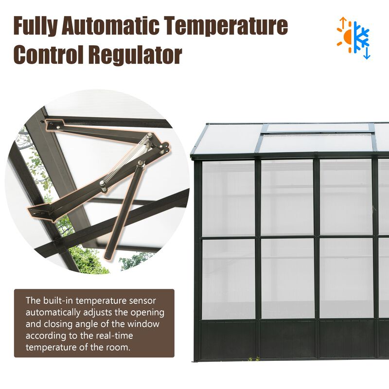Mondawe 7.5 x 10 FT Polycarbonate Greenhouse, Outdoor Full Aluminum Heavy Duty Greenhouse with Extra 8FT Walk-in Height image number 7
