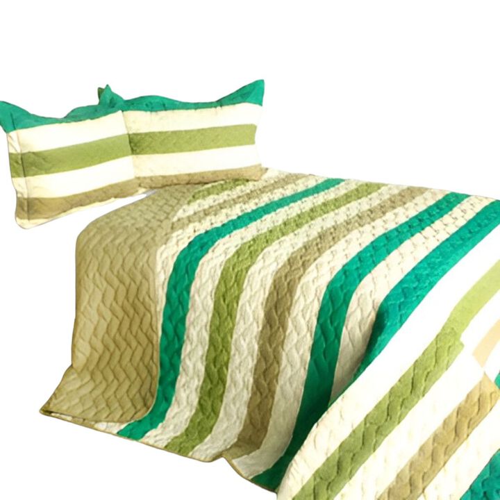 3PC Patchwork Quilt Set Queen Size Soft Lightweight Bedding
