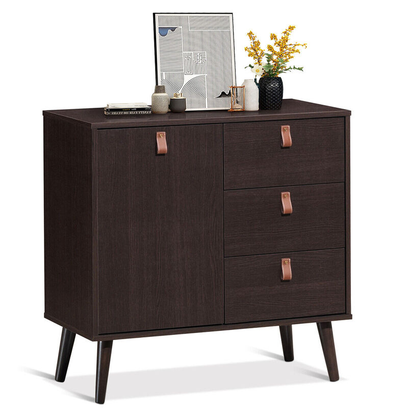 3-drawer Sideboard Storage Display Cabinet-Brown