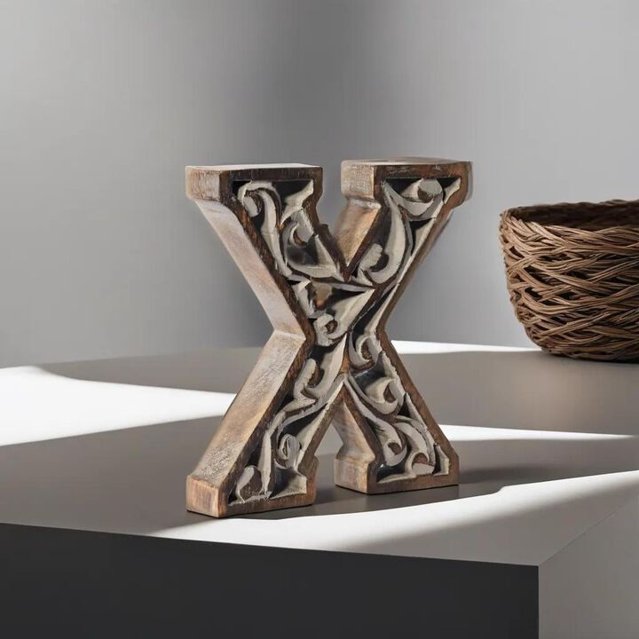 Vintage Gray Handmade Eco-Friendly "X" Alphabet Letter Block For Wall Mount & Table Top Décor
