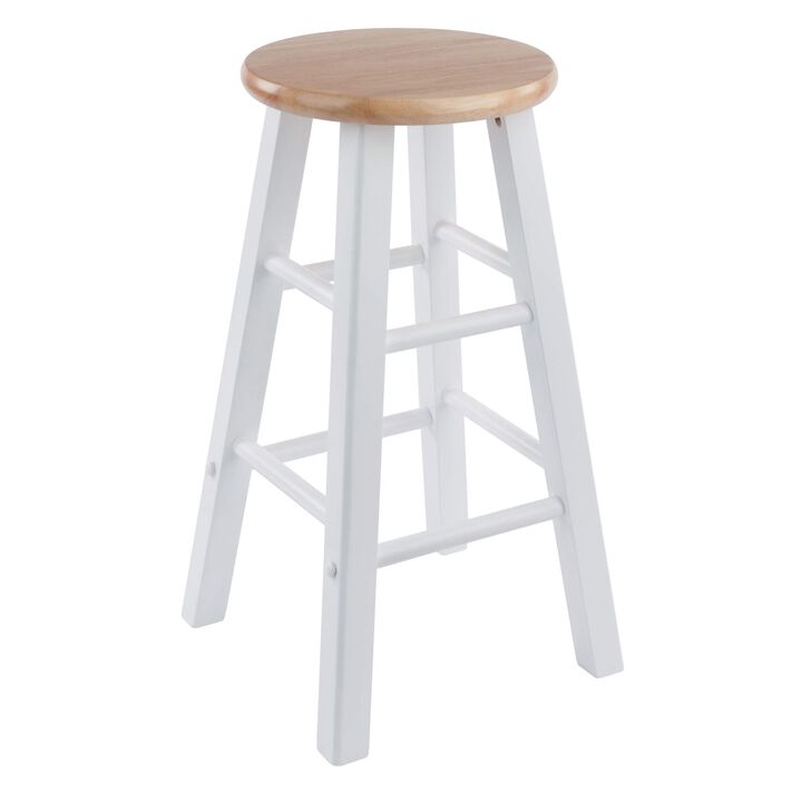 Yardlio 24" Counter Stool Set - White/Natural, Solid Wood, Sleek Design