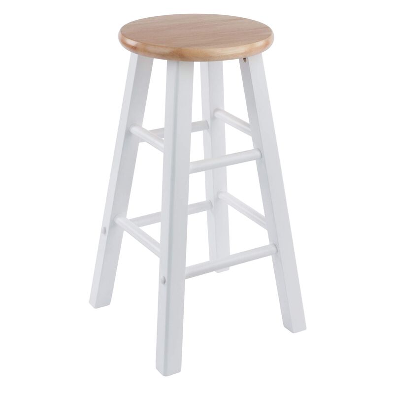 Yardlio 24" Counter Stool Set - White/Natural, Solid Wood, Sleek Design