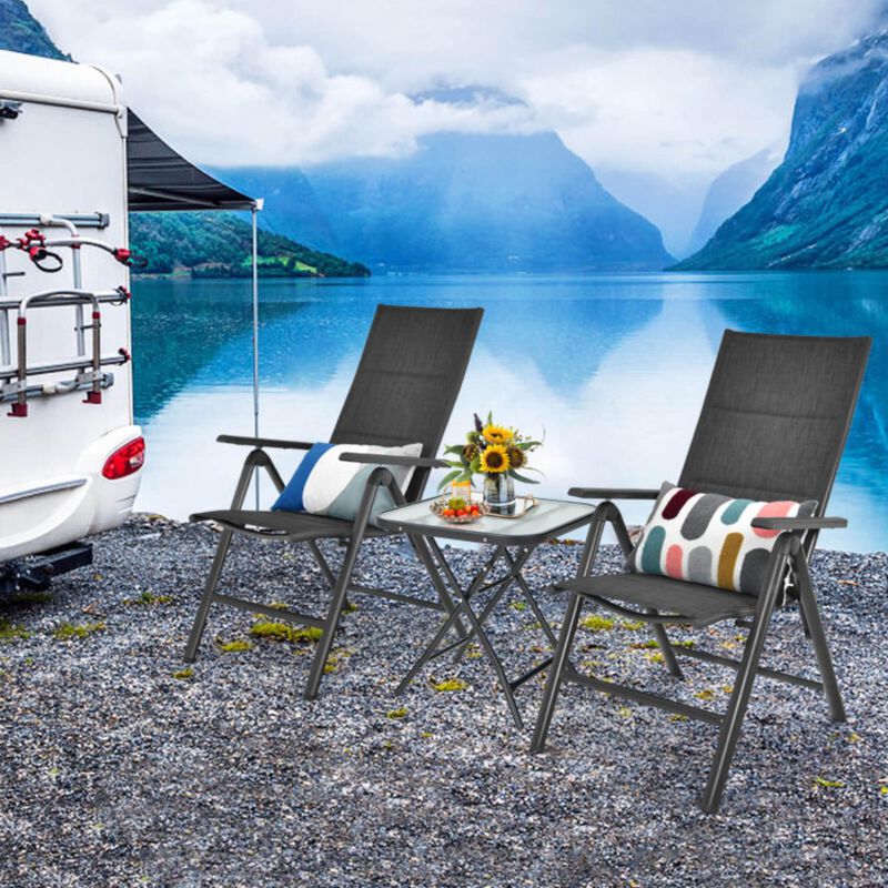 Hivvago 18 Inch Square Patio Bistro Table with Rustproof Frame