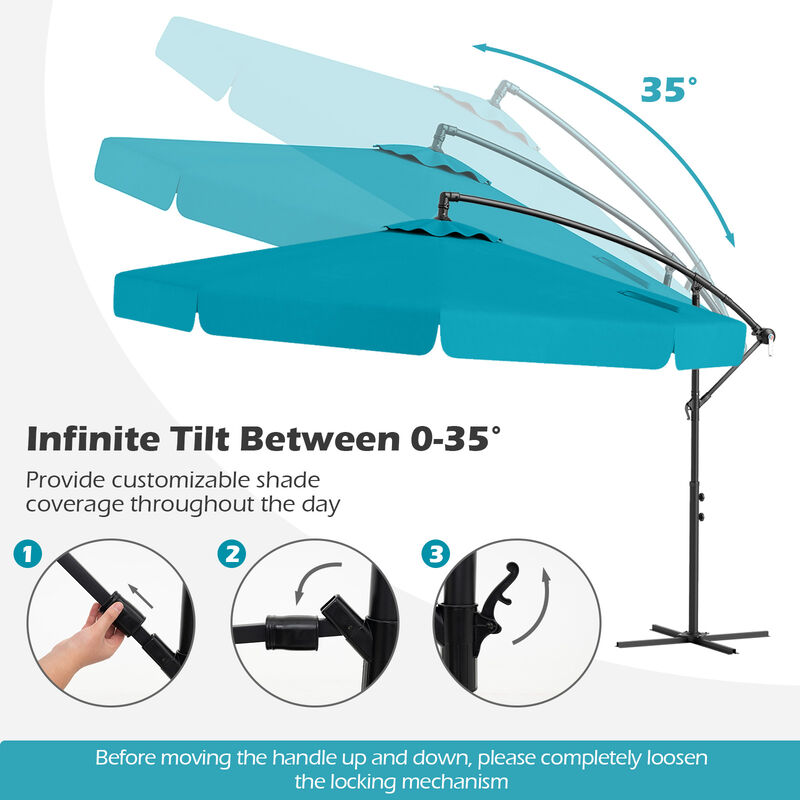 Patio Cantilever Umbrella with Cover &ndash; Tilt Adjustment & Decorative Ruffled Edge