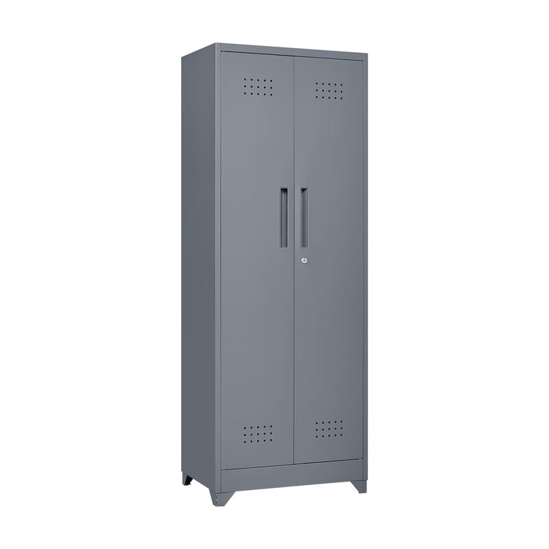 Broom Storage Cleaning Tool Cabinet With Locking Doors and Shelves image number 0