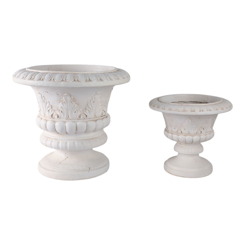 S/2 16/22" Traditional Urn Planters, Ivory image number 0