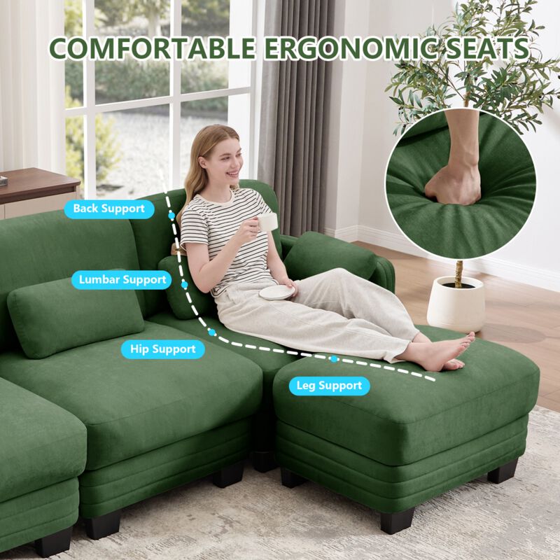 Dresok Chenille U-Shaped Modular Sectional Sofa image number 4