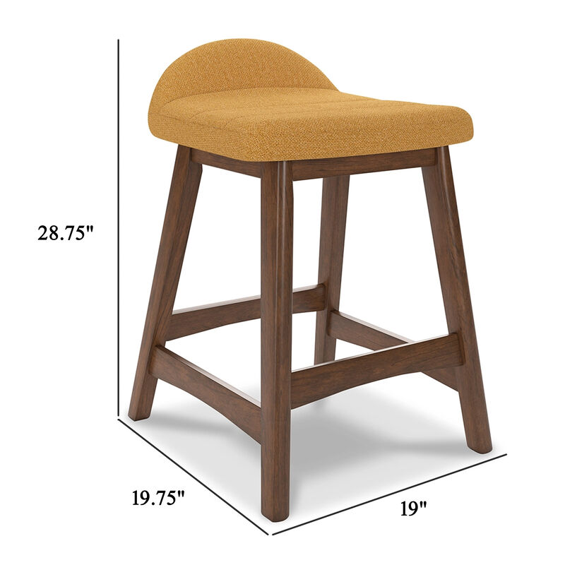 Jeyn Counter Stool with Footrest Set of 2, Brown Hardwood, Yellow Seat