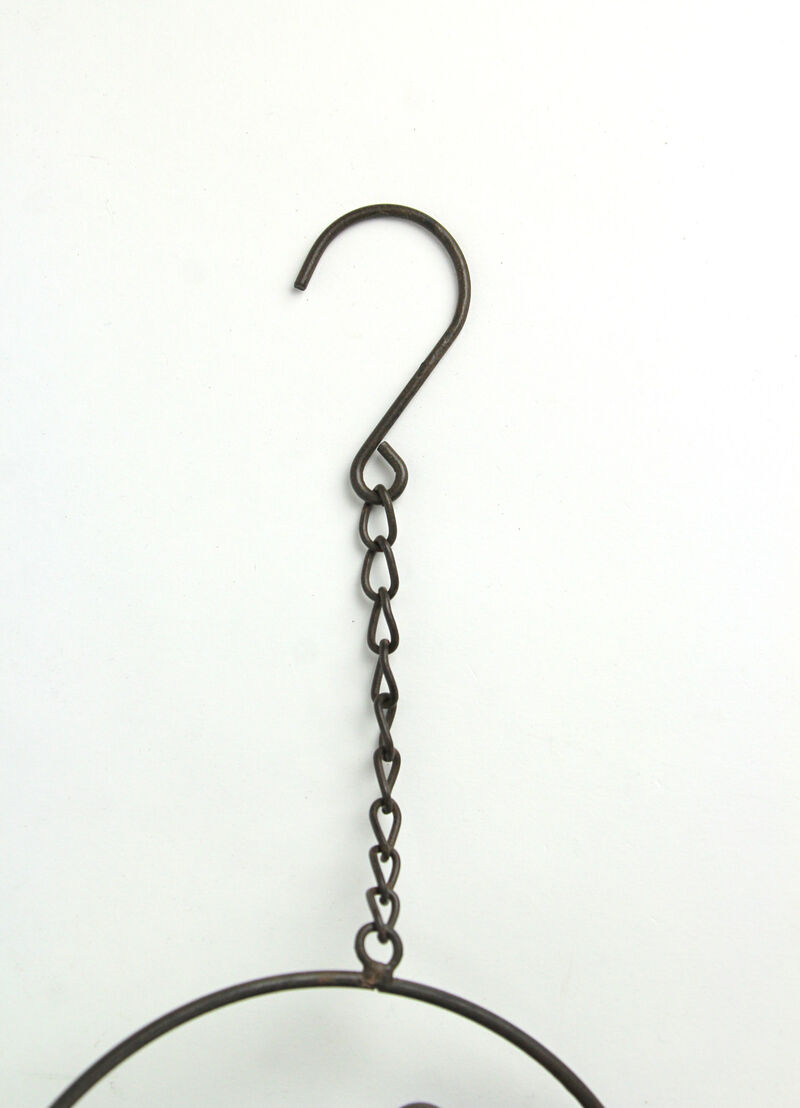 65 Inch Dark Brown Bird Bowl Metal Rain Chain Decorative Patio Accent Garden Art image number 2