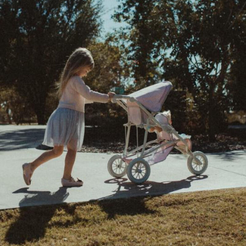 Olivia's Little World Polka Dot Princess Baby Doll Twin Jogging Stroller, Pink image number 5