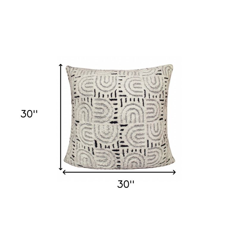 Homezia Set Of Two 30" X 30" White Geometric Zippered 100% Cotton Throw Pillow