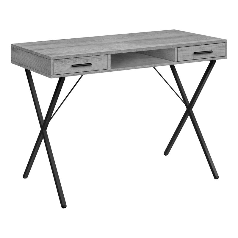 Monarch Specialties I 7792 Computer Desk, Home Office, Laptop, Left, Right Set-up, Storage Drawers, 42"L, Work, Metal, Laminate, Grey, Black, Contemporary, Modern