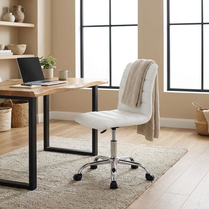Vinyl Mid Back Office Chair with Armless Design and Comfortable Cushioned Seat image number 4