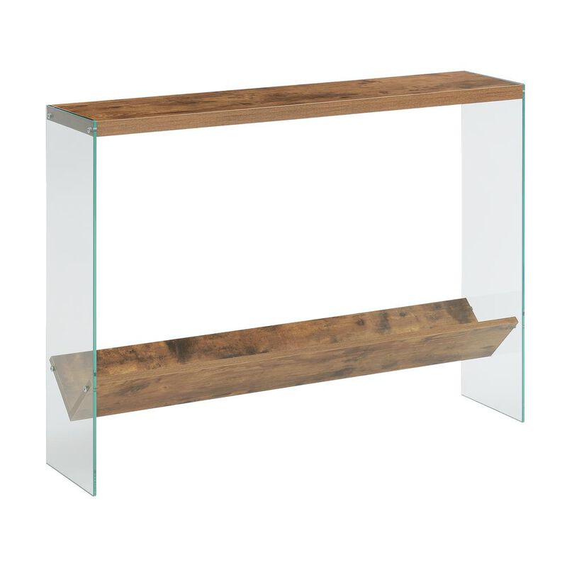 Convenience Concepts SoHo V Console Table w/ Shelf, Barnwood/Glass