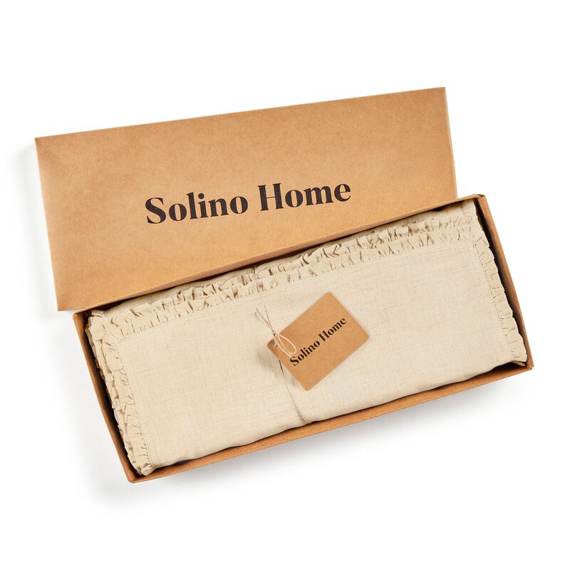 Solino Home 100% Pure Linen Placemats 14 x 19 Inch Set of 4 - Juliette Ruffle. image number 2