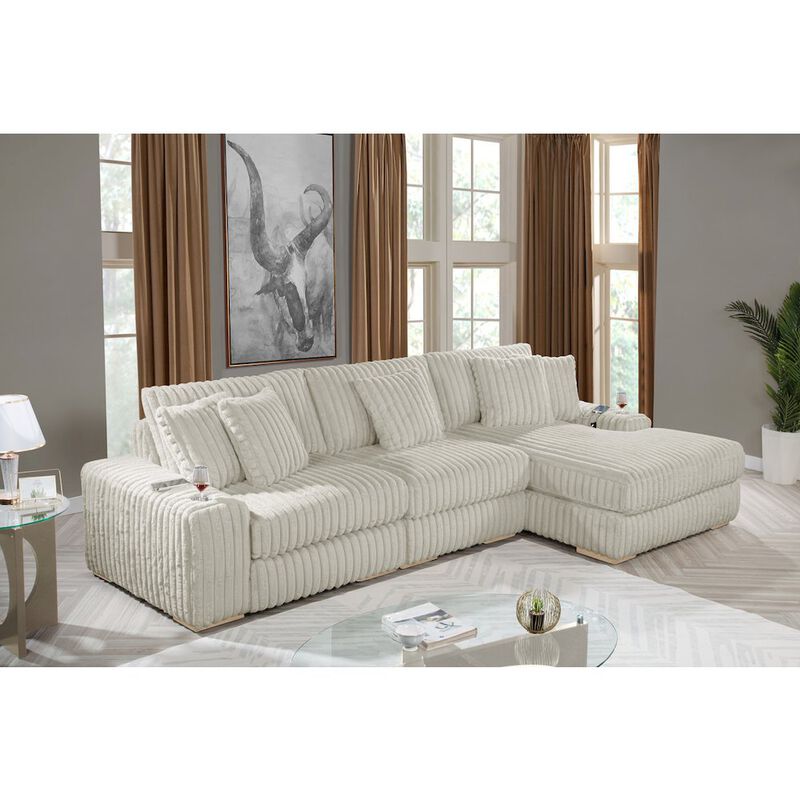 Best Quality Furniture 3 piece Smoke color reversible sectional with cupholders and USB ports
