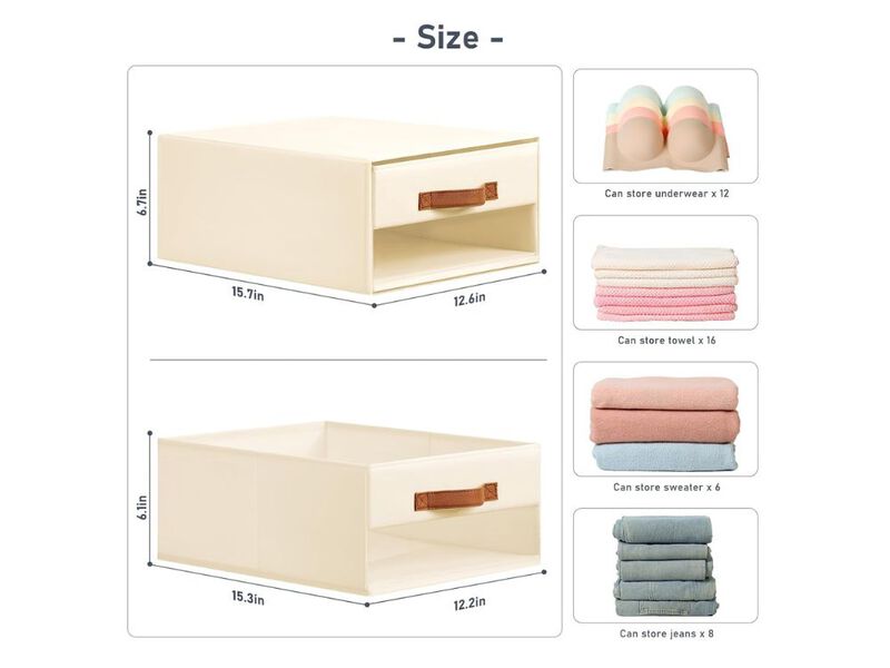 4-Pack Fabric Closet Organizers | Foldable Storage Bins with Clear Window image number 2