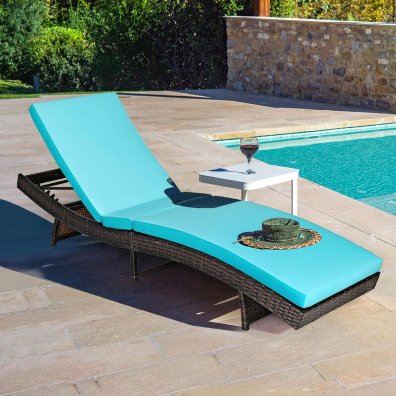 Hivvago Patio Folding Chaise Lounge with 5 Adjustable Levels and Cushion