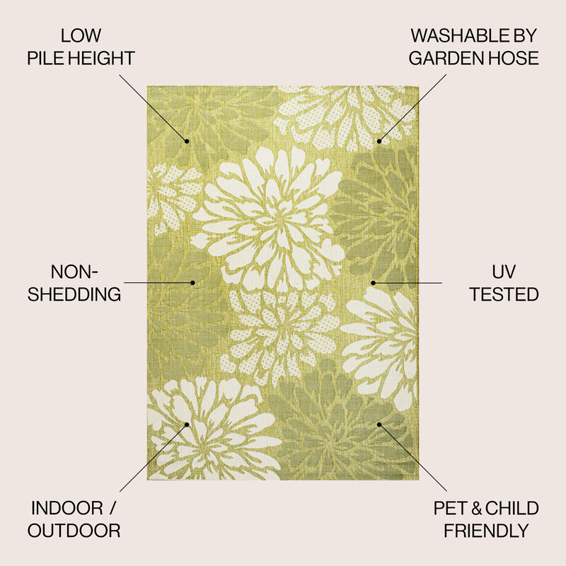 Zinnia Modern Floral Textured Weave Indoor/Outdoor Area Rug