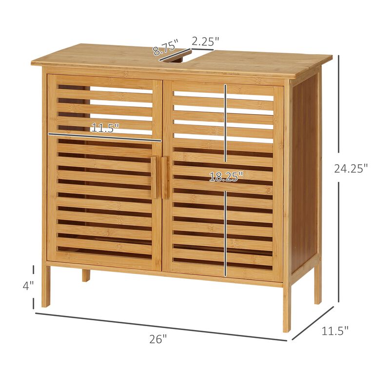 Natural Bathroom Storage: Bamboo Sink Cabinet with 2 Slatted Doors