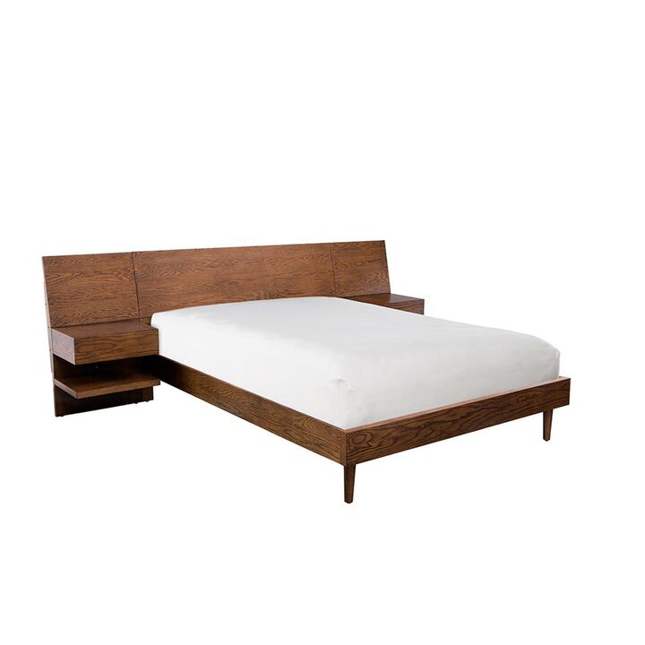 Belen Kox Bed with 2 Nightstands - Pecan, Queen Size, Belen Kox