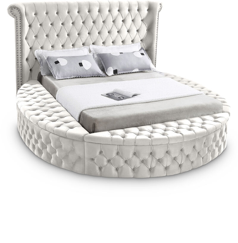 Meridian Furniture Luxus Cream Velvet Queen Bed
