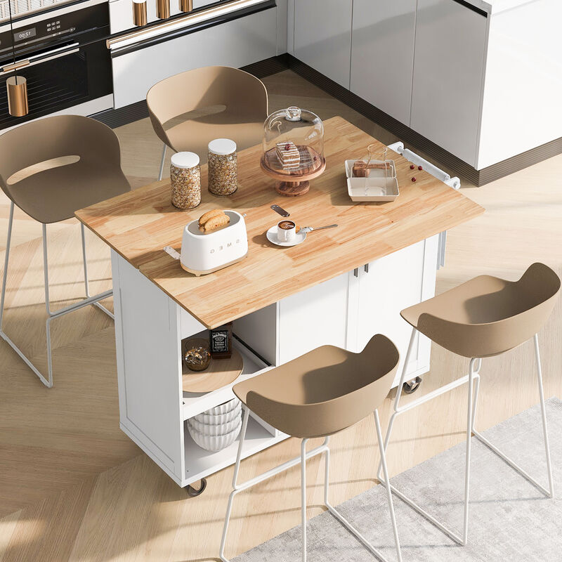 Merax Kitchen Island with Foldable Counter Top and Towel Rack