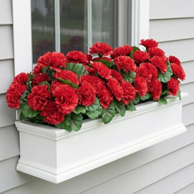Red Artificial Outdoor Plants UV Resistant Garden Porch Decor image number 3