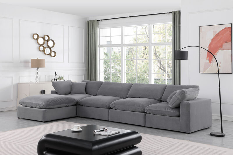 Meridian Furniture Comfy Grey Velvet Modular Sectional