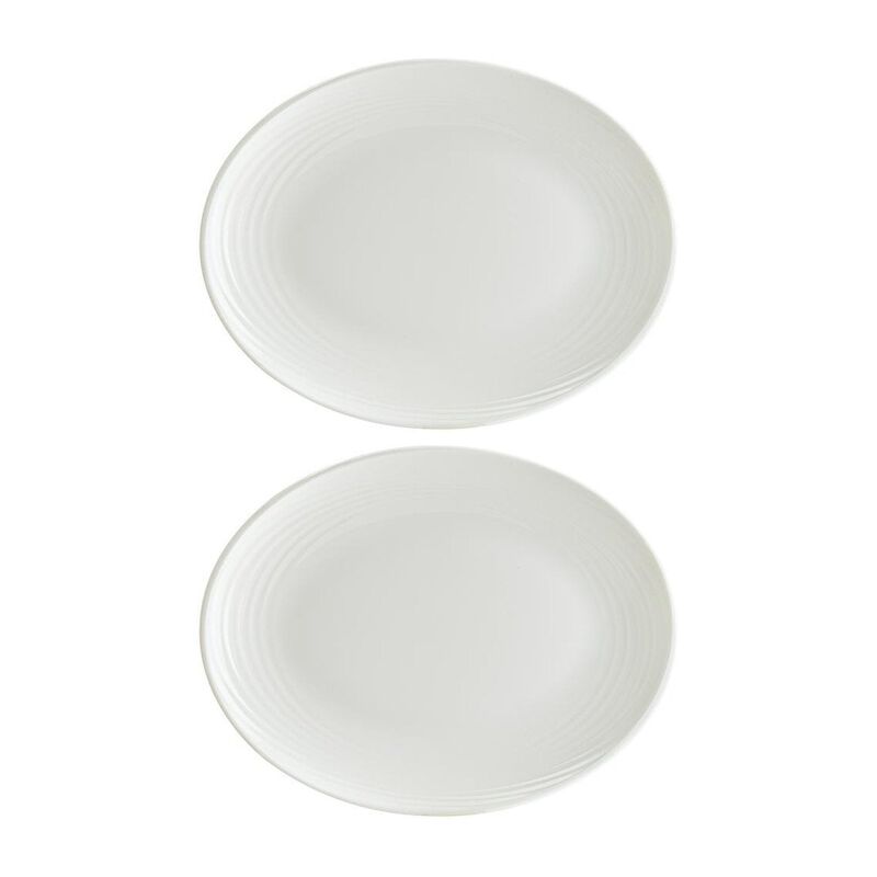 Loop 12.25" x 9.5" x h:1" Oval Warm White Vitrified Platter (Set of 2) image number 0