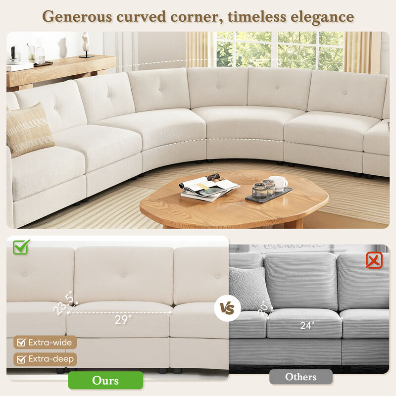 Merax Curved Modular Sectional Sofa with Customizable Layout, High-Resilience Foam & Pocket Spring Seats image number 6