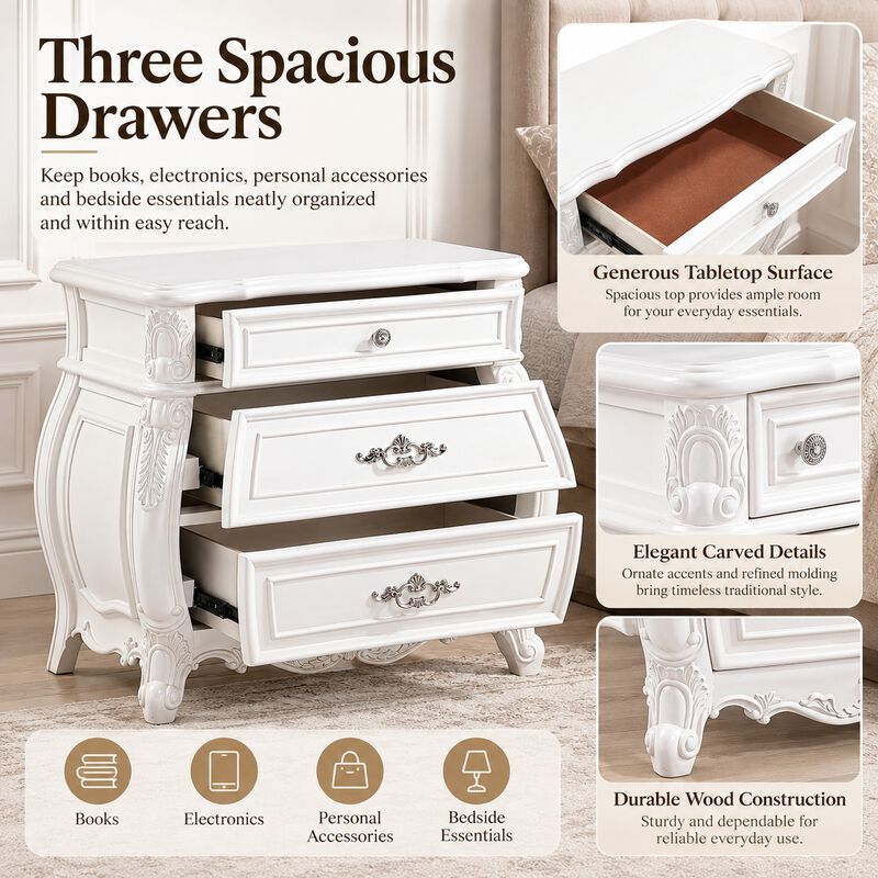 Delmavique 3-Drawer Nightstand image number 4