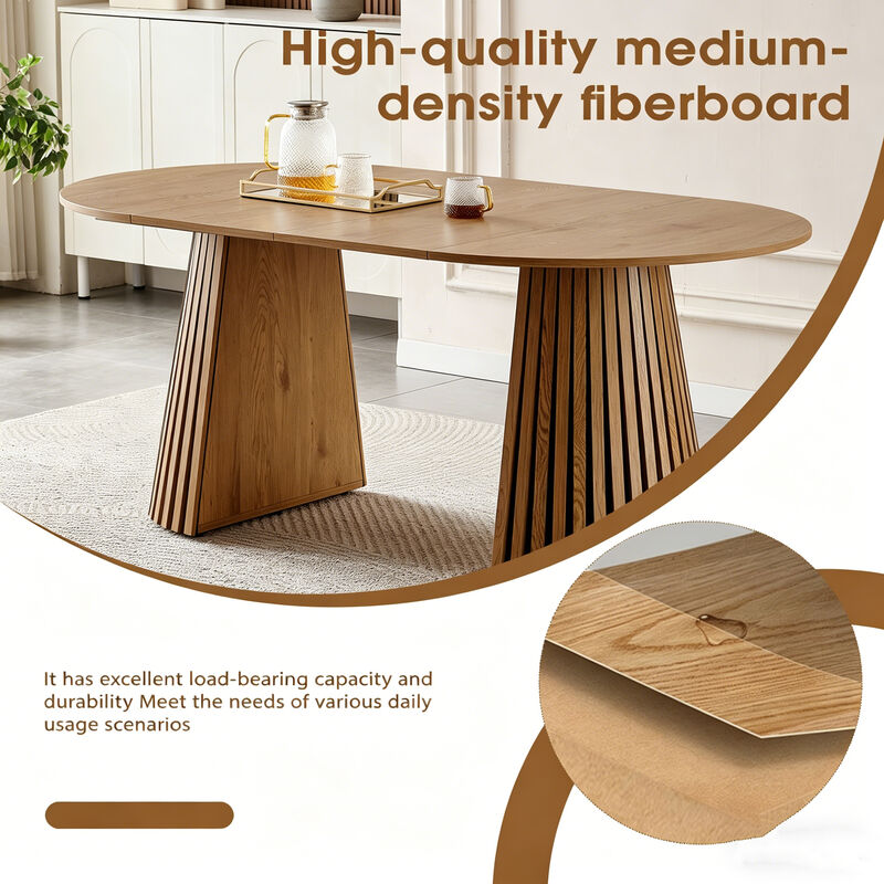 Oval Wooden Extendable Dining Table image number 4