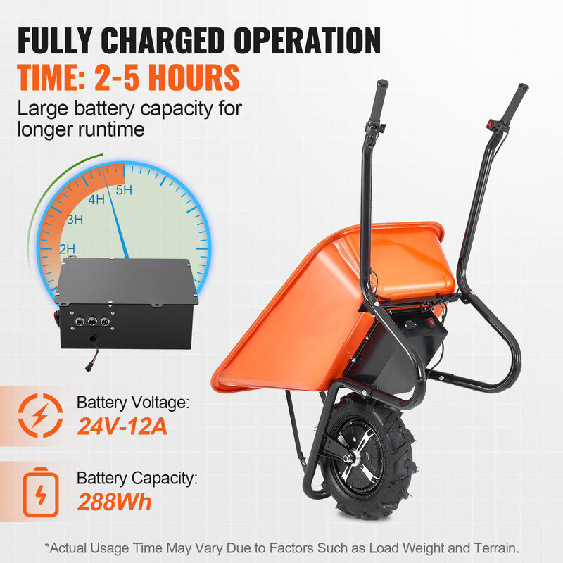 Electric Wheelbarrow Cart One Wheel 5 Cu Ft Powered Dump Cart 330 lbs