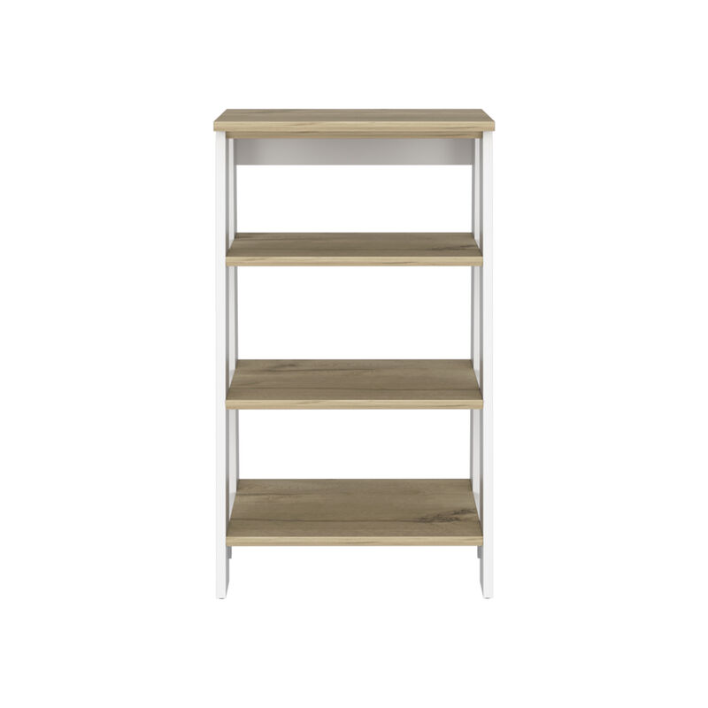 DEPOT E-SHOP Colyn Linen Cabinet, Four Shelves, Vertical, Light Oak / White
