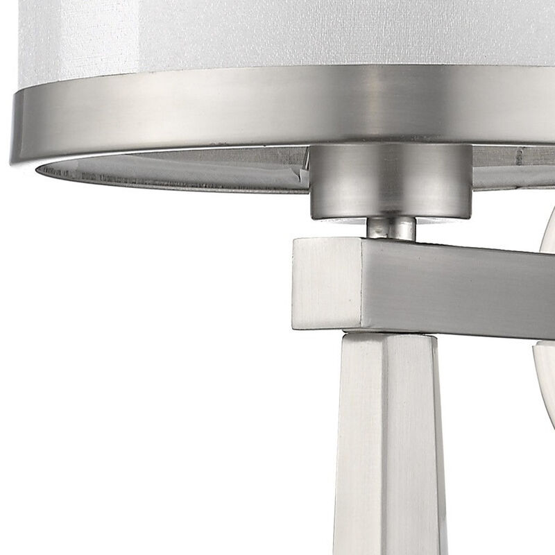 Hivvago White and Silver Wall Light with Fabric Shade