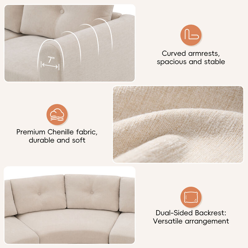 Merax Curved Modular Sectional Sofa with Customizable Layout, High-Resilience Foam & Pocket Spring Seats image number 5