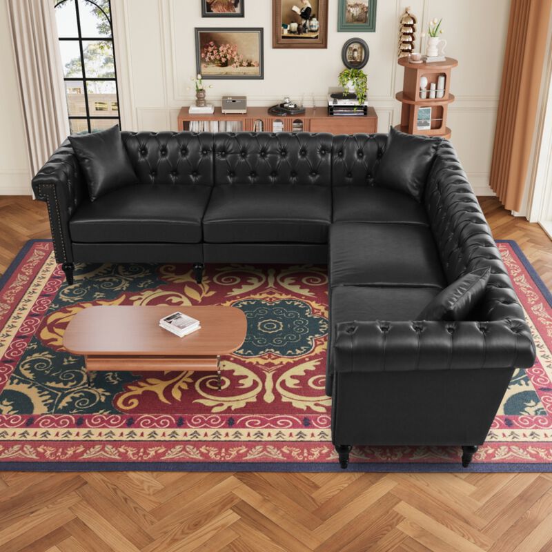 Zefwi Chesterfield L-Shaped Sectional Sofa image number 2